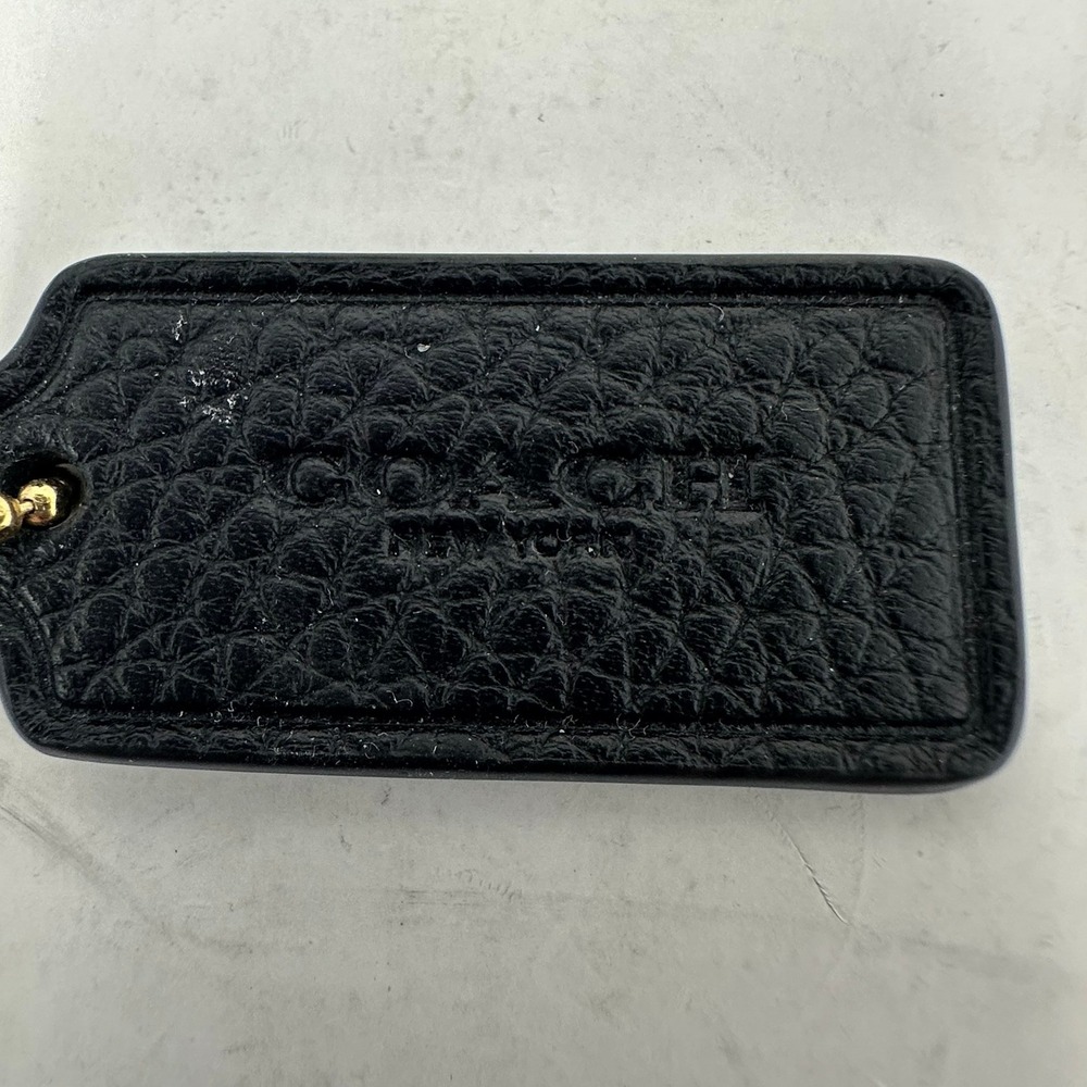 Coach Hangtag Unisex OS Black Leather Replacement Bag Charm Gold Chain